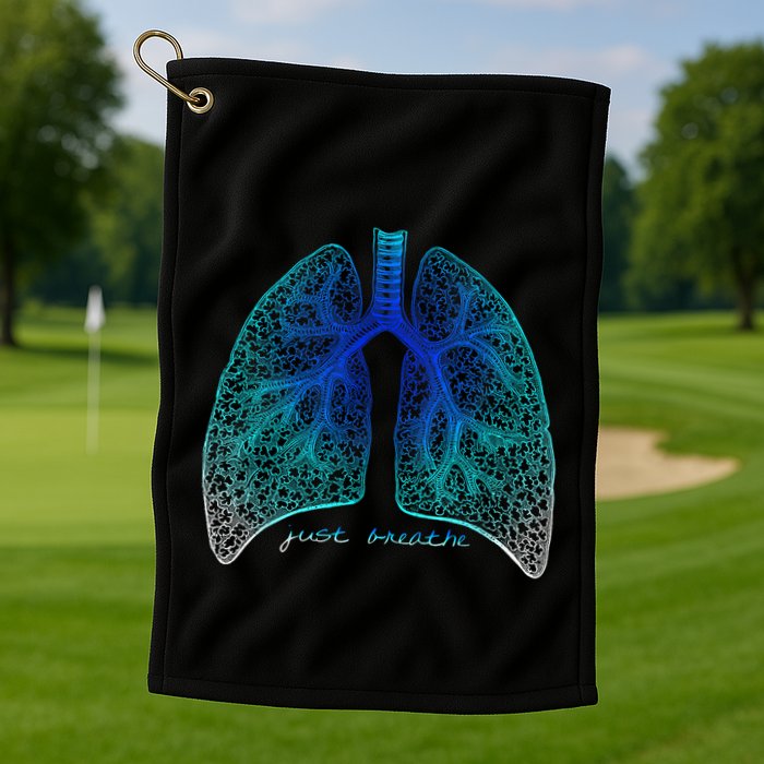 Positive Thinking "Just Breathe" Lungs Science Golf Towel