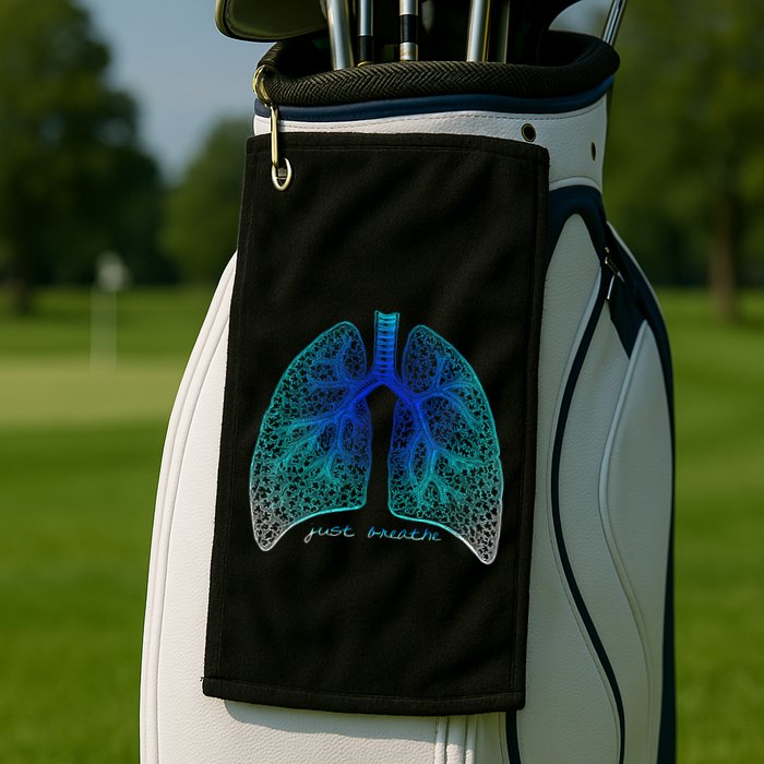 Positive Thinking "Just Breathe" Lungs Science Golf Towel