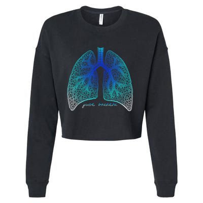 Positive Thinking "Just Breathe" Lungs Science Cropped Pullover Crew
