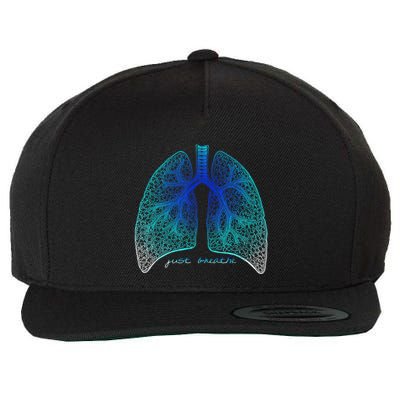 Positive Thinking "Just Breathe" Lungs Science Wool Snapback Cap
