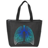 Positive Thinking "Just Breathe" Lungs Science Zip Tote Bag