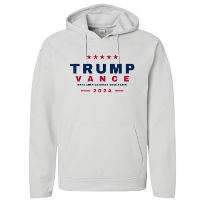 President Trump Jd Vance Vp Make America Great Once Again! Performance Fleece Hoodie