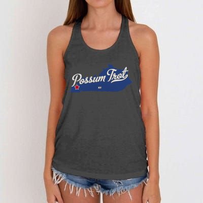 Possum Trot Kentucky KY Map Women's Knotted Racerback Tank