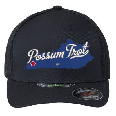 Possum Trot Kentucky KY Map Flexfit Unipanel Trucker Cap