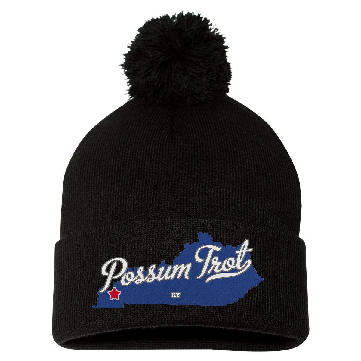 Possum Trot Kentucky KY Map Pom Pom 12in Knit Beanie