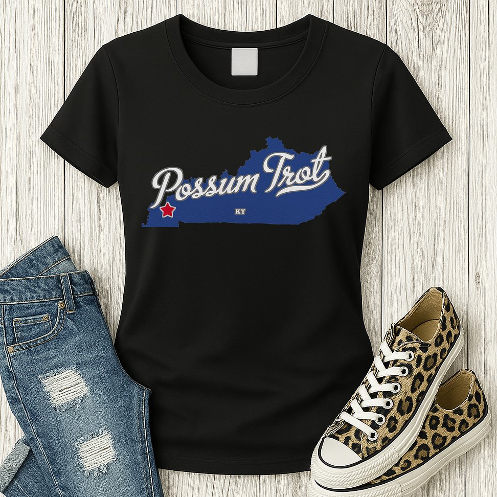 Possum Trot Kentucky KY Map Womens T-Shirt