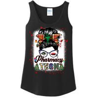 Pharmacy Tech Life Messy Bun Hair Christmas Pajama Ladies Essential Tank