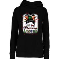 Pharmacy Tech Life Messy Bun Hair Christmas Pajama Womens Funnel Neck Pullover Hood