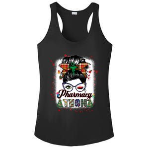 Pharmacy Tech Life Messy Bun Hair Christmas Pajama Ladies PosiCharge Competitor Racerback Tank