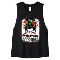 Pharmacy Tech Life Messy Bun Hair Christmas Pajama Women's Racerback Cropped Tank