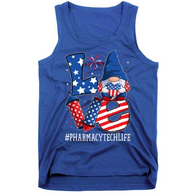 Pharmacy Tech Love 4th Of July Gnome Usa Patriotic Gift Tank Top