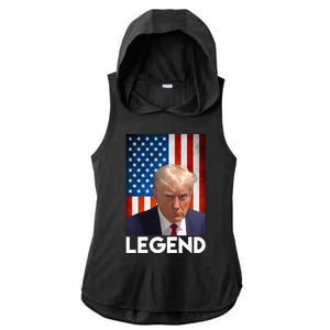 President Trump Legend American Flag Ladies PosiCharge Tri-Blend Wicking Draft Hoodie Tank