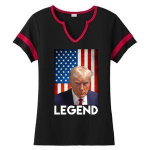 President Trump Legend American Flag Ladies Halftime Notch Neck Tee