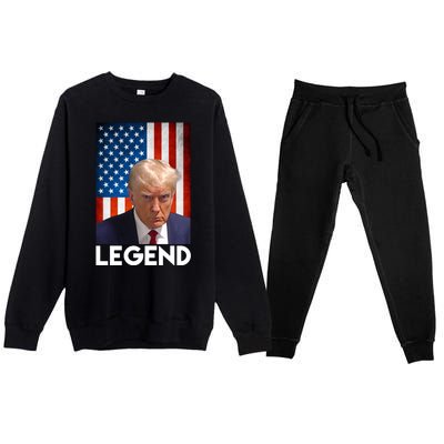 President Trump Legend American Flag Premium Crewneck Sweatsuit Set