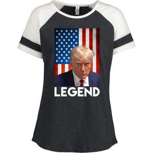 President Trump Legend American Flag Enza Ladies Jersey Colorblock Tee