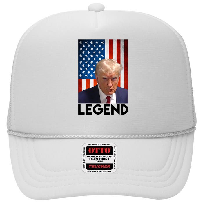 President Trump Legend American Flag High Crown Mesh Back Trucker Hat