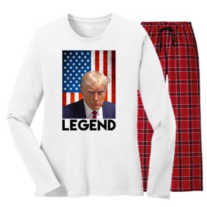 President Trump Legend American Flag Women's Long Sleeve Flannel Pajama Set 