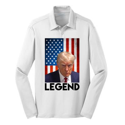 President Trump Legend American Flag Silk Touch Performance Long Sleeve Polo