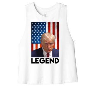 President Trump Legend American Flag Women's Racerback Cropped Tank