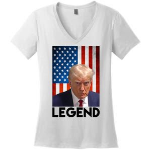 President Trump Legend American Flag Women's V-Neck T-Shirt