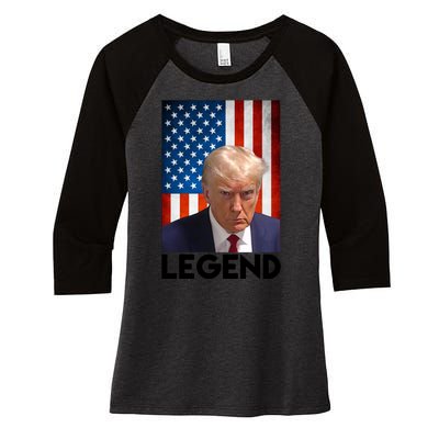 President Trump Legend American Flag Women's Tri-Blend 3/4-Sleeve Raglan Shirt