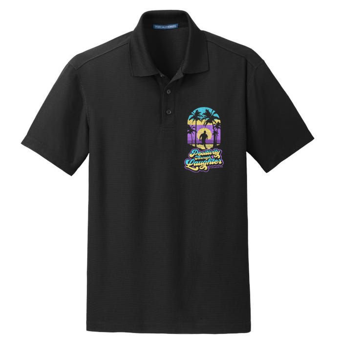 Positivity Thru Laughter Funny Distressed FIT2SERVE Dry Zone Grid Polo