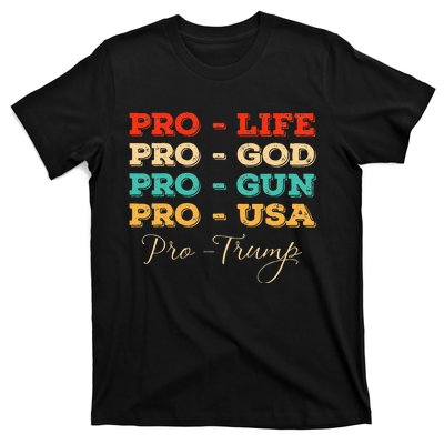 Pro Trump Life God Gun Usa Retro Political T-Shirt