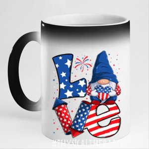 Physical Therapy Love 4th Of July Gnome Usa Patriotic Gift 11oz Black Color Changing Mug