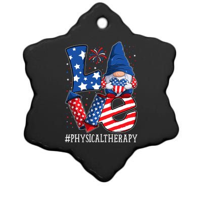 Physical Therapy Love 4th Of July Gnome Usa Patriotic Gift Ceramic Star Ornament