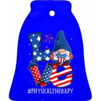 Physical Therapy Love 4th Of July Gnome Usa Patriotic Gift Ceramic Bell Ornament