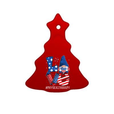 Physical Therapy Love 4th Of July Gnome Usa Patriotic Gift Ceramic Tree Ornament