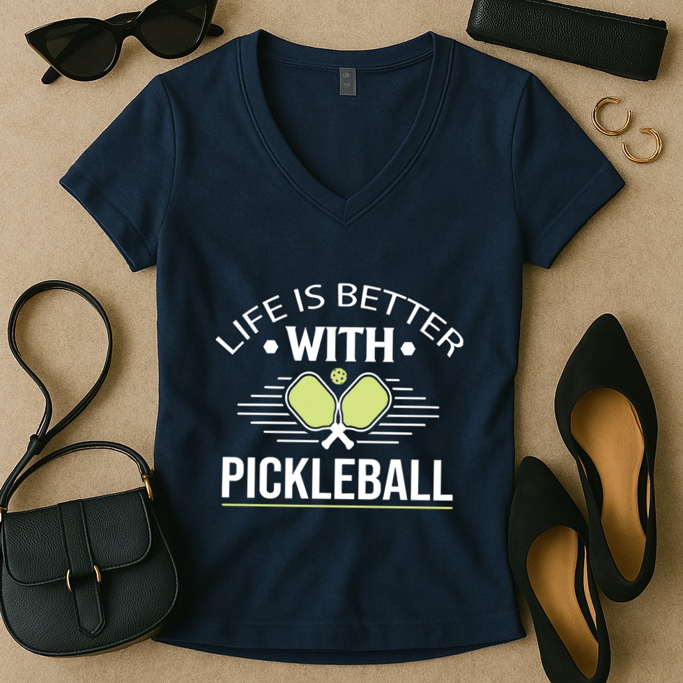 Pickleball T Life Is Better With Pickleball Women's V-Neck T-Shirt