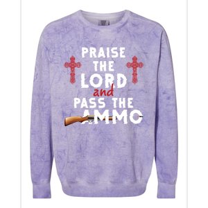 Praise The Lord And Pass The Ammo Ammunition Patriotic Trump Gift Colorblast Crewneck Sweatshirt