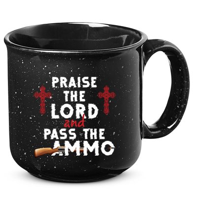 Praise The Lord And Pass The Ammo Ammunition Patriotic Trump Gift 15oz Campfire Ceramic Mug