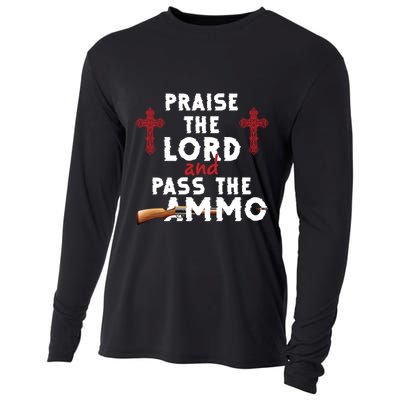 Praise The Lord And Pass The Ammo Ammunition Patriotic Trump Gift Cooling Performance Long Sleeve Crew