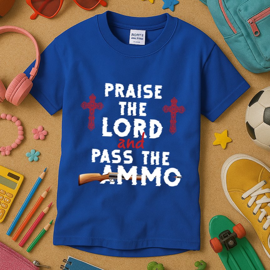 Praise The Lord And Pass The Ammo Ammunition Patriotic Trump Gift Kids T-Shirt