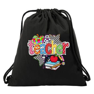 Preppy Teacher Last Day Of School Teacher Summer Drawstring Bag