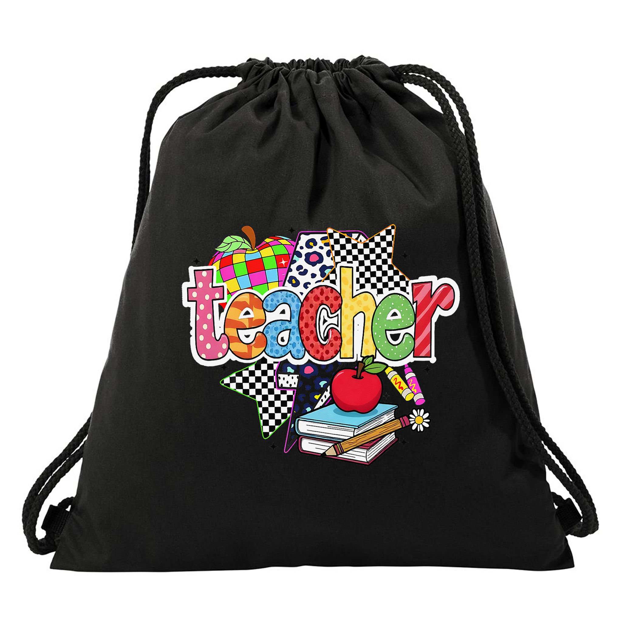 Preppy Teacher Last Day Of School Teacher Summer Drawstring Bag
