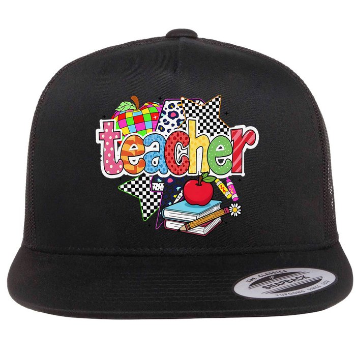 Preppy Teacher Last Day Of School Teacher Summer Flat Bill Trucker Hat