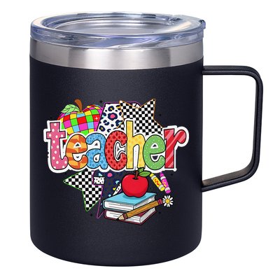 Preppy Teacher Last Day Of School Teacher Summer 12oz Stainless Steel Coffee Mug