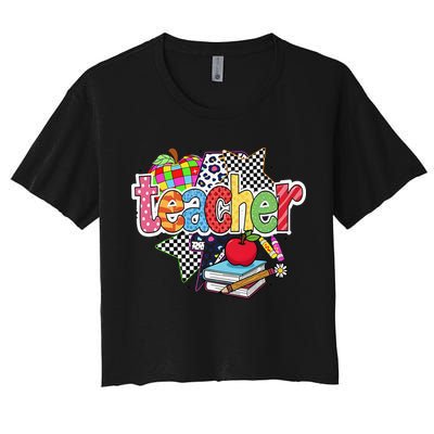 Preppy Teacher Last Day Of School Teacher Summer Women's Crop Top Tee