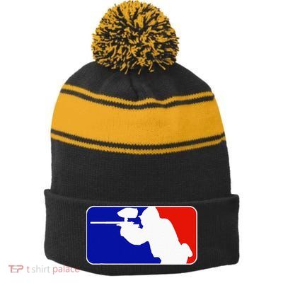 PAINTBALL TOURNAMENT LEAGUE PLAYER MAJOR Stripe Pom Pom Beanie