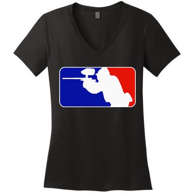 PAINTBALL TOURNAMENT LEAGUE PLAYER MAJOR Women's V-Neck T-Shirt
