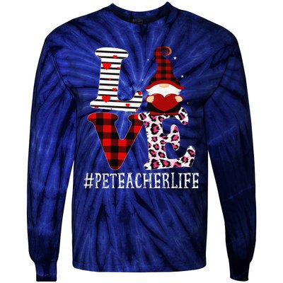 PE Teacher Love Women Leopard Appreciation Valentine Tie-Dye Long Sleeve Shirt