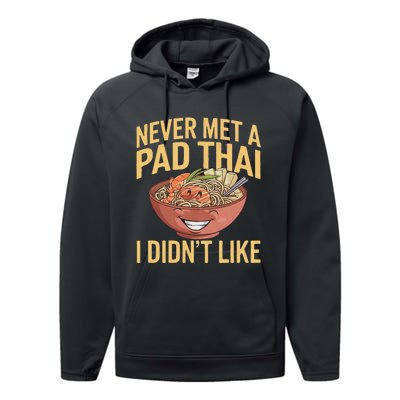 Pad Thai Lover Funny Humor Food Text Joke Loves Pad Thai Performance Fleece Hoodie