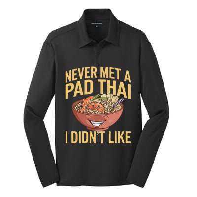 Pad Thai Lover Funny Humor Food Text Joke Loves Pad Thai Silk Touch Performance Long Sleeve Polo