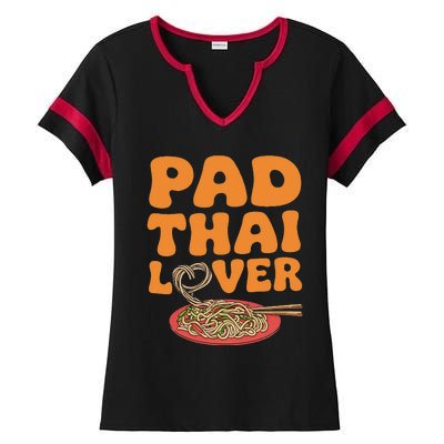 Pad Thai Lover Funny Humor Food Text Joke Loves Pad Thai Ladies Halftime Notch Neck Tee