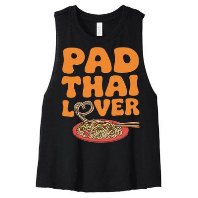 Pad Thai Lover Funny Humor Food Text Joke Loves Pad Thai Women's Racerback Cropped Tank