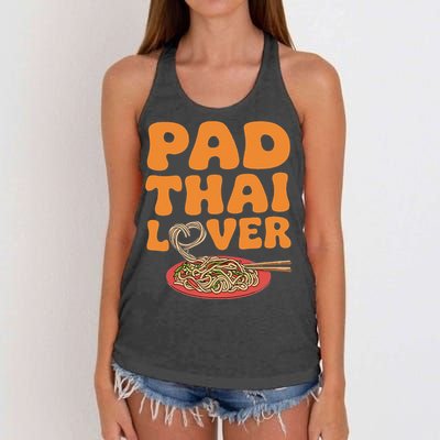 Pad Thai Lover Funny Humor Food Text Joke Loves Pad Thai Women's Knotted Racerback Tank