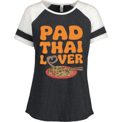 Pad Thai Lover Funny Humor Food Text Joke Loves Pad Thai Enza Ladies Jersey Colorblock Tee